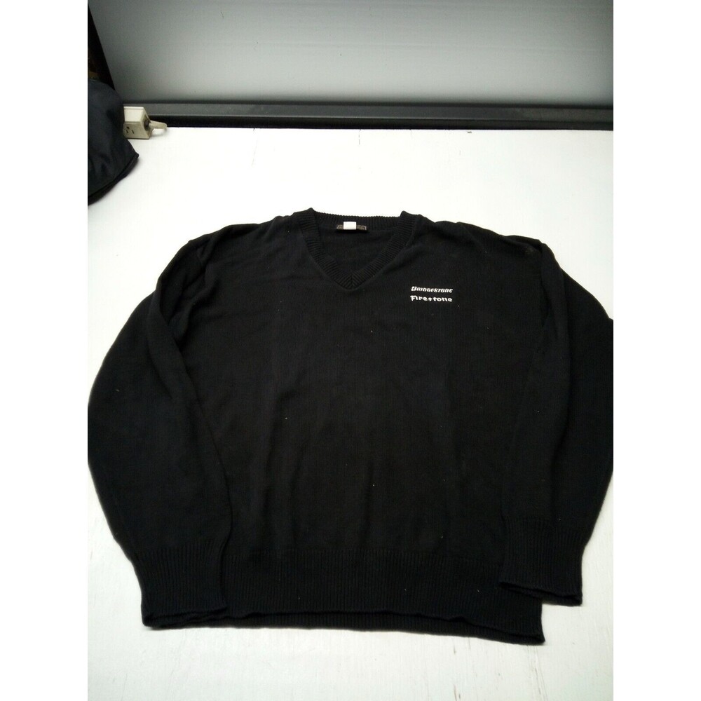 Bridgestone Firestone Sweater Mens XL Black V-Neck Pullover Andrew Rohan